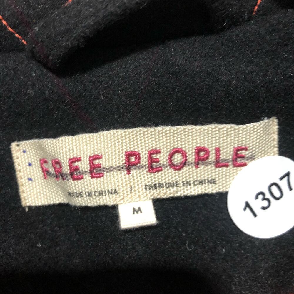Free People Cecelia Peacoat Jacket Coat Button Front Buckle Detail Black Size M - Picture 15 of 15